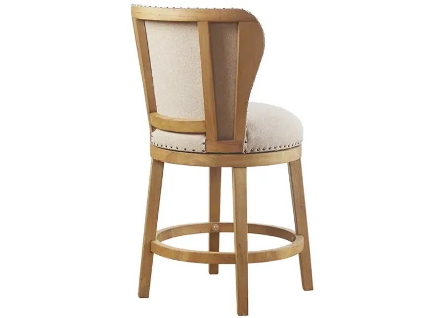 Madison Park Stewart Tan Upholstered 360 Degree Swivel Counter Stool 25" H