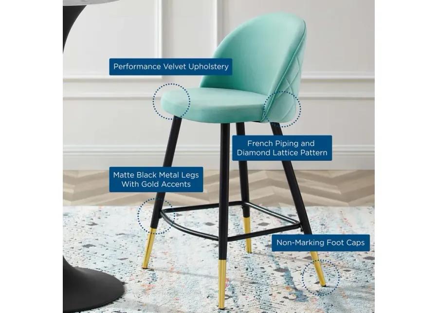 Cordial Performance Velvet Counter Stools - Set of 2