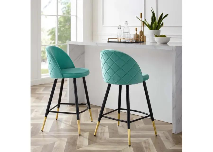 Cordial Performance Velvet Counter Stools - Set of 2