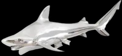 black tip reef shark wall sculpture, resin, silver leaf