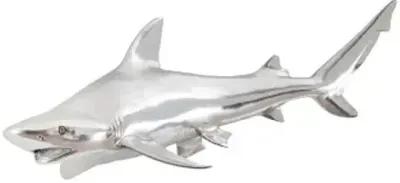 black tip reef shark wall sculpture, resin, silver leaf