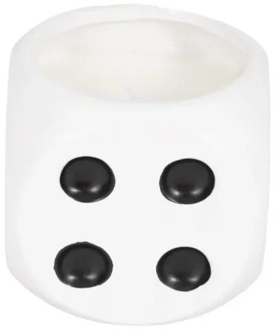 4" 9 Oz Tobacco Dice Candle, White/black