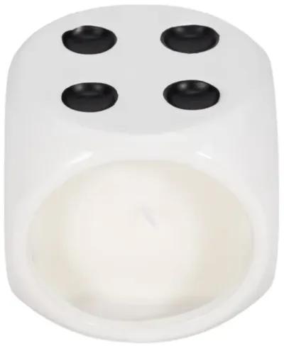 4" 9 Oz Tobacco Dice Candle, White/black