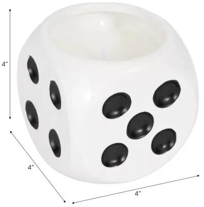 4" 9 Oz Tobacco Dice Candle, White/black