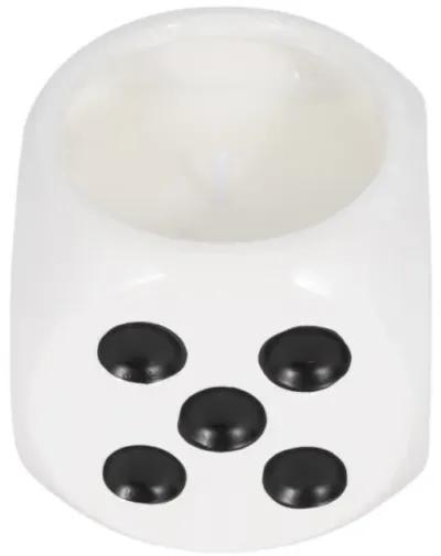 4" 9 Oz Tobacco Dice Candle, White/black