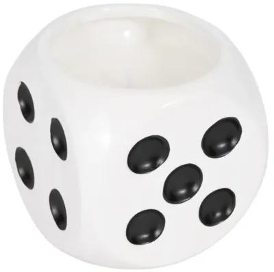 4" 9 Oz Tobacco Dice Candle, White/black