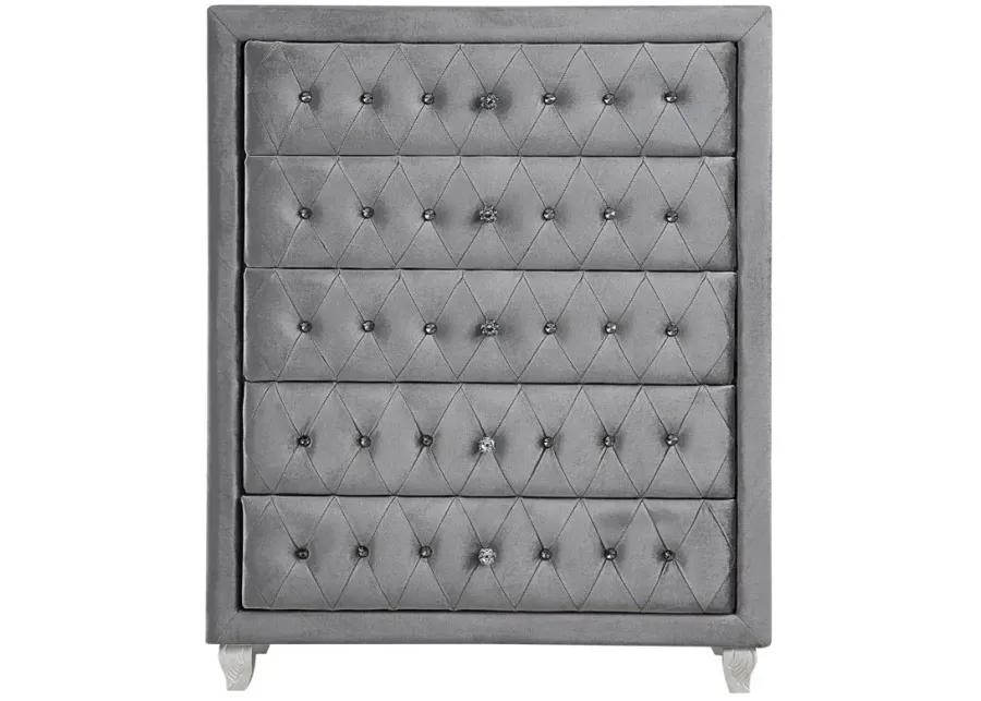 Deanna Upholstered Tufted Bedroom Set Grey