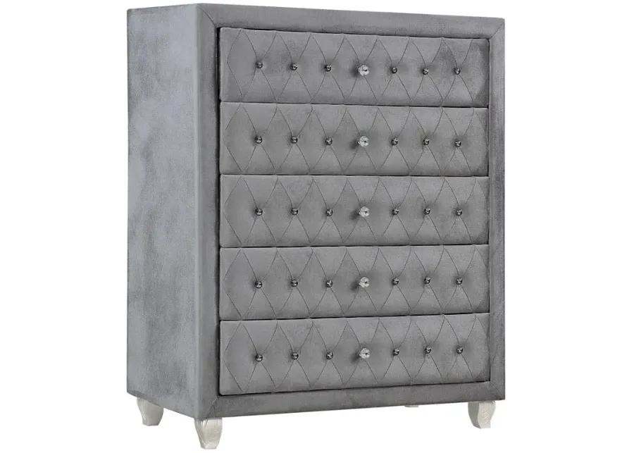 Deanna Upholstered Tufted Bedroom Set Grey