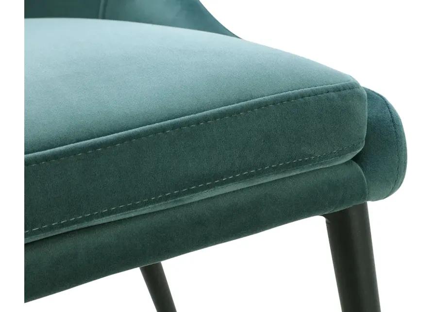 Winston Upholstered Metal Leg Dining Chair in Smoked Green and Black