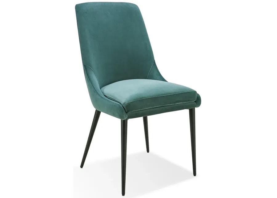 Winston Upholstered Metal Leg Dining Chair in Smoked Green and Black