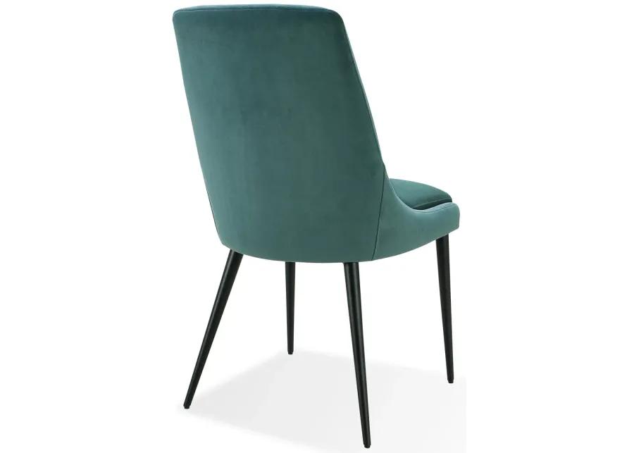 Winston Upholstered Metal Leg Dining Chair in Smoked Green and Black