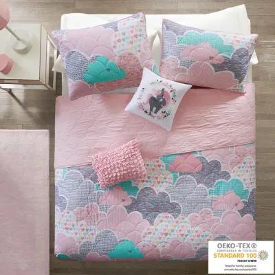 Urban Habitat Kids Cloud Pink Reversible Cotton Quilt Set with Throw Pillows