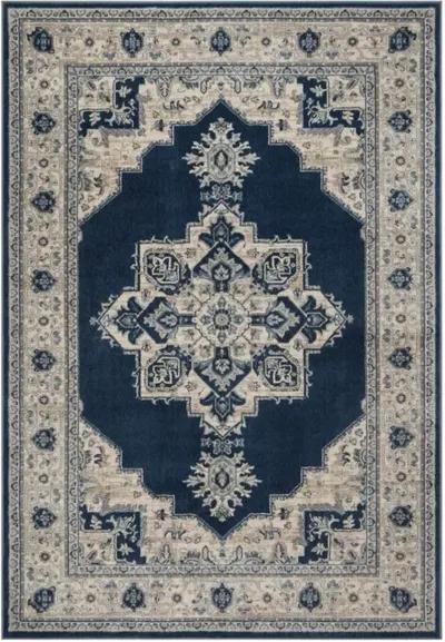 Brentwood 865 Navy / Creme 9' X 12' Large Rectangle Powerloomed Rug