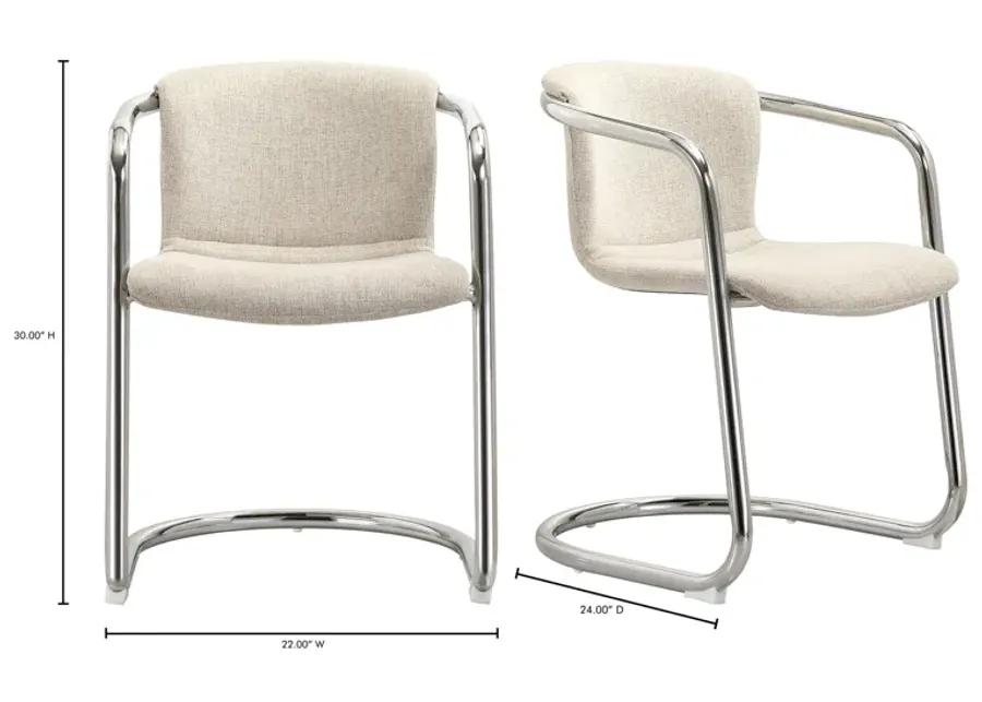 FREEMAN CHROME FRAME DINING CHAIR BLENDED CREAM-SET OF TWO