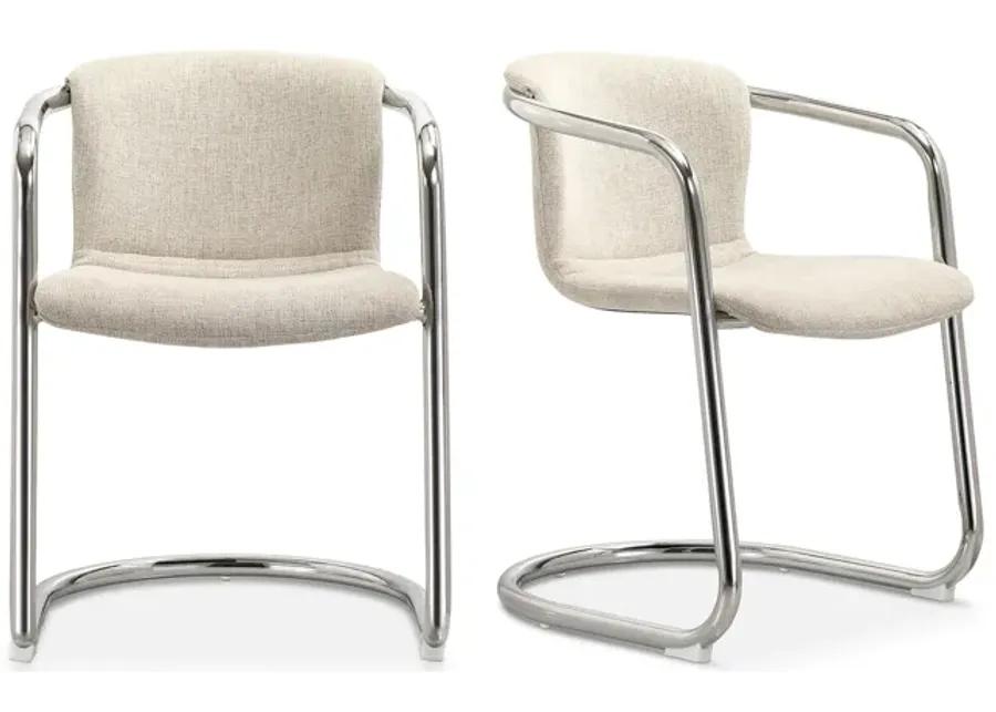 FREEMAN CHROME FRAME DINING CHAIR BLENDED CREAM-SET OF TWO