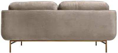 Lilou 77" Fossil Gray Velvet Sofa with Antique Brass Metal Legs