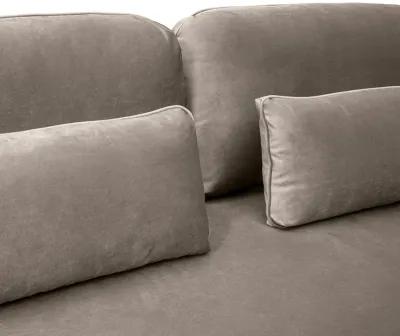 Lilou 77" Fossil Gray Velvet Sofa with Antique Brass Metal Legs