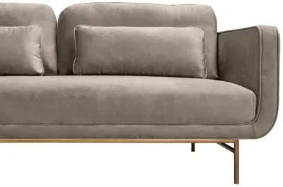 Lilou 77" Fossil Gray Velvet Sofa with Antique Brass Metal Legs