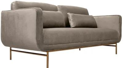 Lilou 77" Fossil Gray Velvet Sofa with Antique Brass Metal Legs