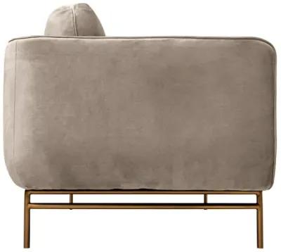 Lilou 77" Fossil Gray Velvet Sofa with Antique Brass Metal Legs