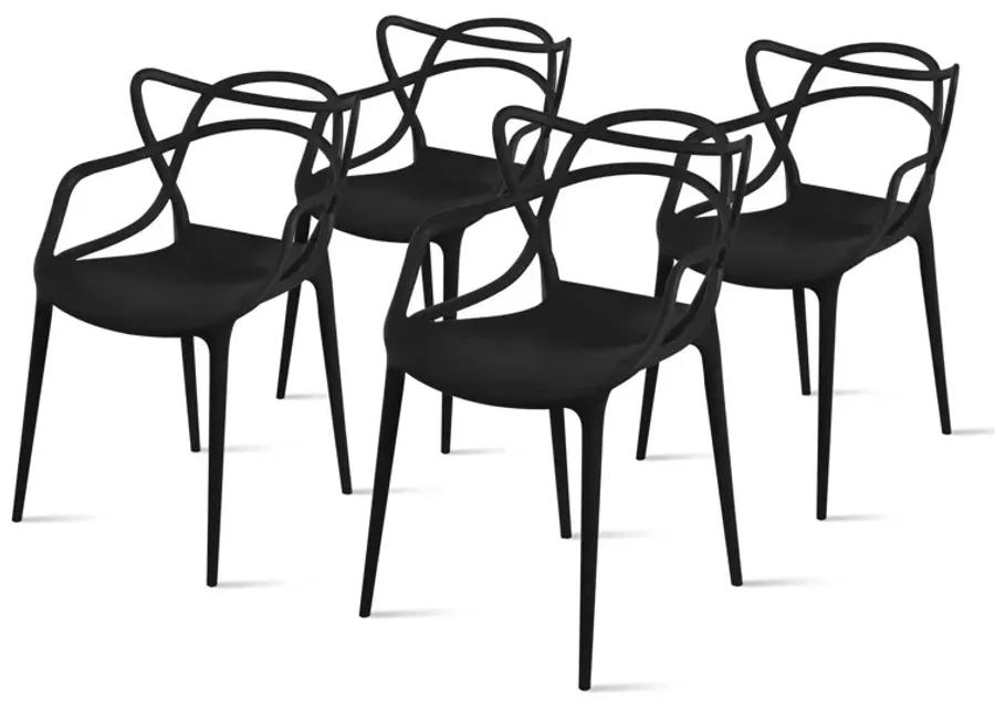 Russell Molded PP Dining Side Chair, Black (Set of 4)