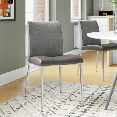 Rasmus Side Chair with Light Gray Seat and Back with Brushed Stainless Steel Legs - Set of 2