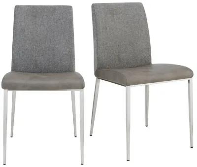 Rasmus Side Chair with Light Gray Seat and Back with Brushed Stainless Steel Legs - Set of 2