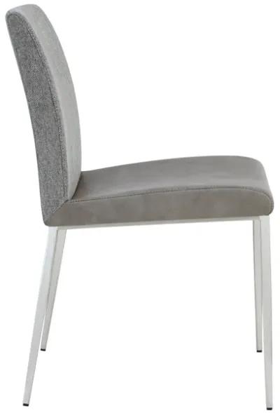 Rasmus Side Chair with Light Gray Seat and Back with Brushed Stainless Steel Legs - Set of 2