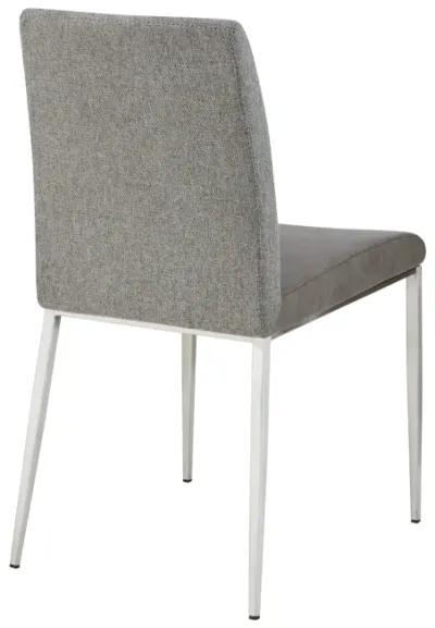 Rasmus Side Chair with Light Gray Seat and Back with Brushed Stainless Steel Legs - Set of 2