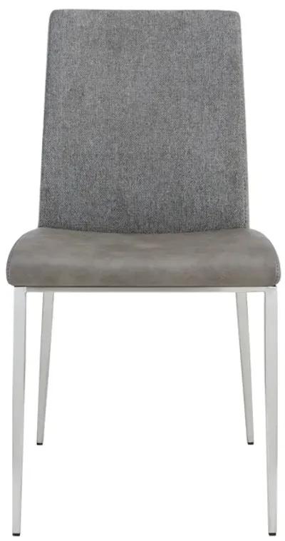 Rasmus Side Chair with Light Gray Seat and Back with Brushed Stainless Steel Legs - Set of 2