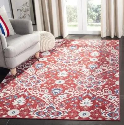 Brentwood 894 Red / Ivory 5'-3" X 7'-6" Medium Rectangle Powerloomed Rug