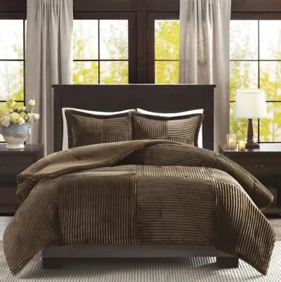 Madison Park Parker Brown Plush Down Alternative Comforter Set