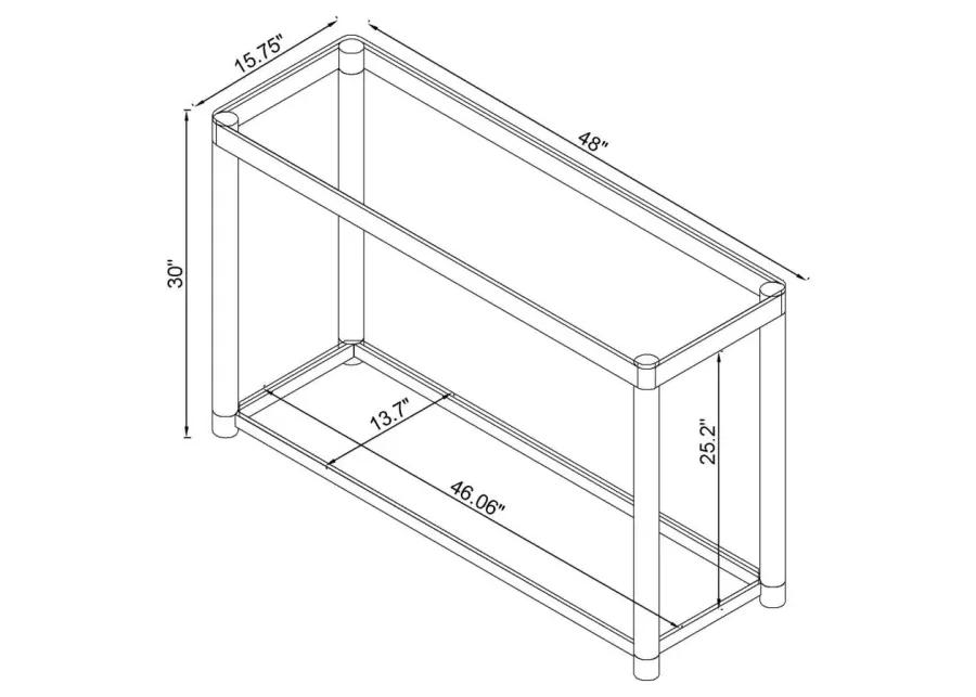 Anne Sofa Table with Lower Shelf Chrome and Clear