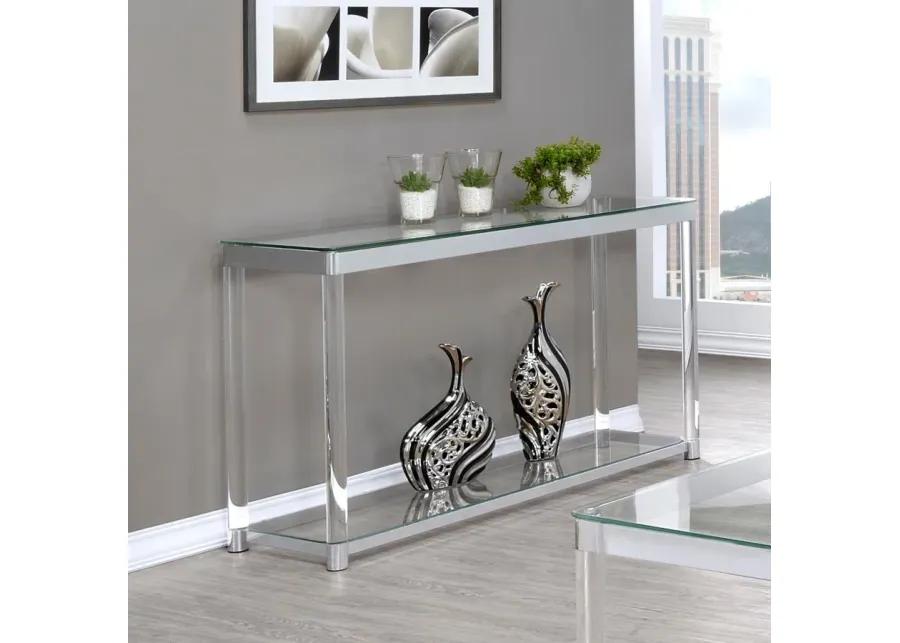 Anne Sofa Table with Lower Shelf Chrome and Clear