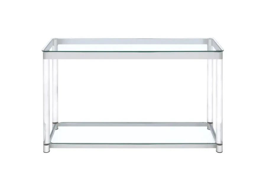 Anne Sofa Table with Lower Shelf Chrome and Clear