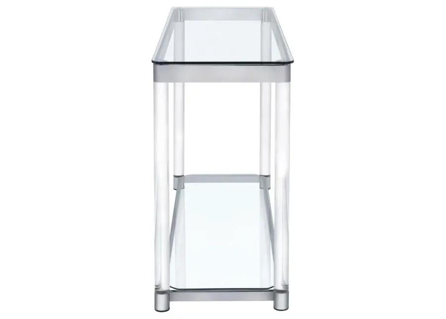 Anne Sofa Table with Lower Shelf Chrome and Clear