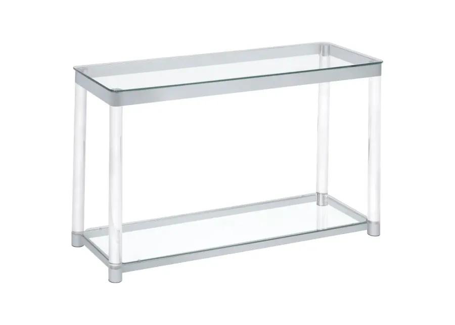 Anne Sofa Table with Lower Shelf Chrome and Clear