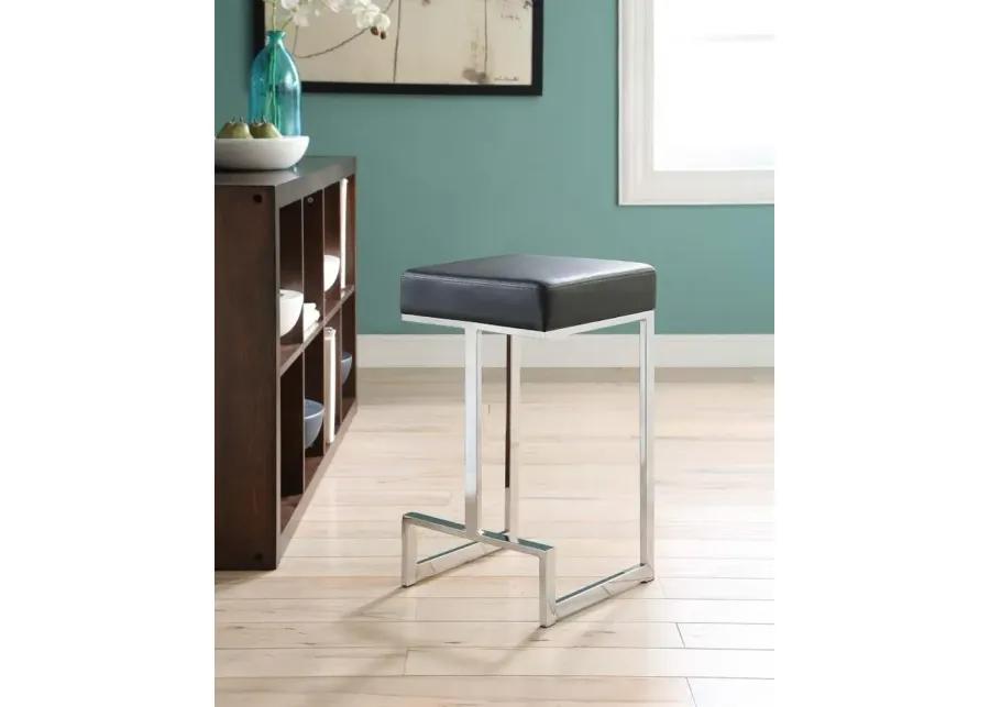 Gervase Square Counter Height Stool Black and Chrome