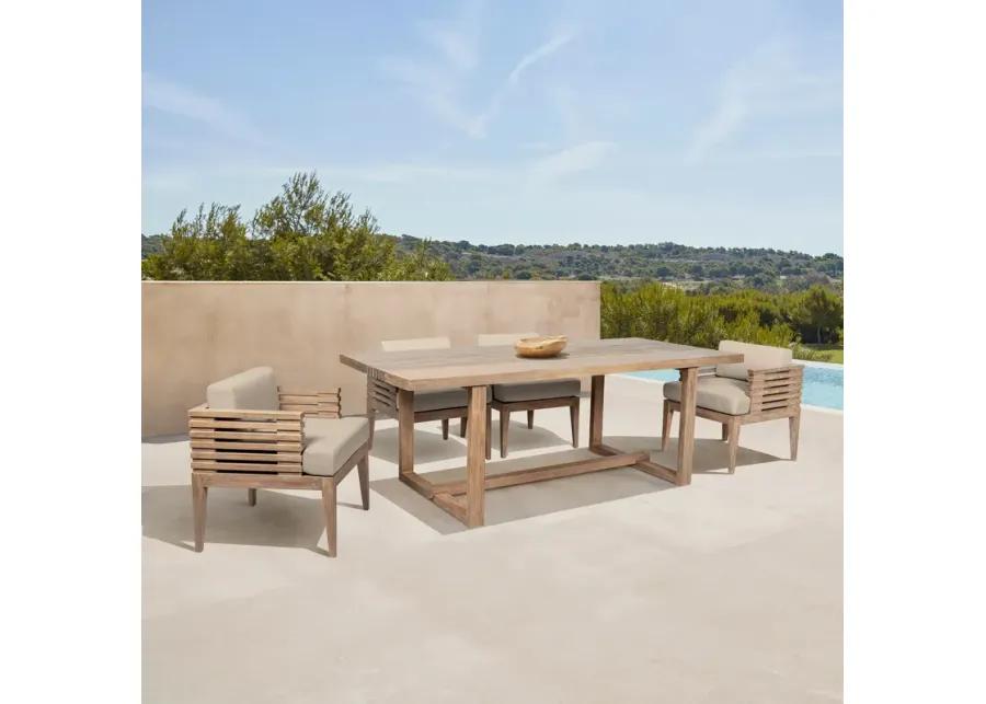 Vivid Outdoor Patio 5 Piece Dining Set in Light Eucalyptus Wood with Taupe Olefin Cushions