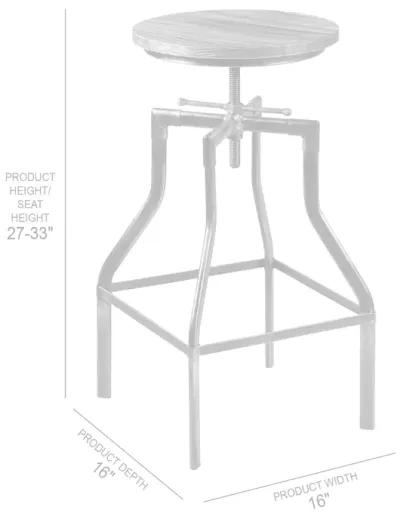 Concord Adjustable Barstool in Industrial Gray Finish with Pine Wood Seat