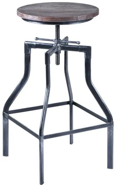 Concord Adjustable Barstool in Industrial Gray Finish with Pine Wood Seat