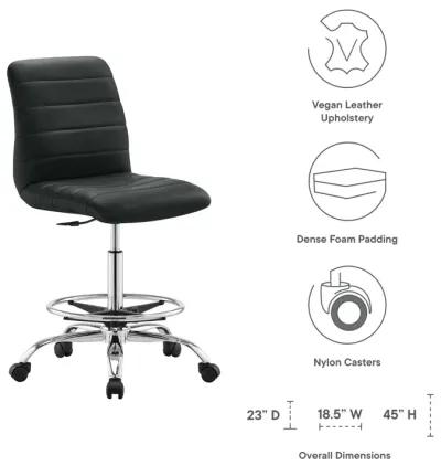 Ripple Armless Vegan Leather Drafting Chair