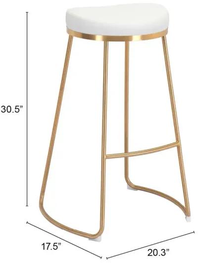 Bree Barstool (Set of 2) White & Gold