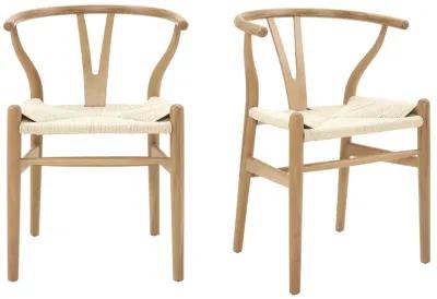 Evelina Side Chair in Natural Stained Frame and Natural Rush Seat - Set of 2