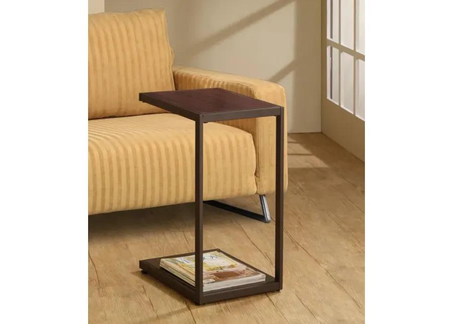 Jose Rectangular Accent Table with Bottom Shelf Brown