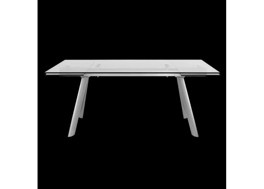 Delano 102" Rectangle Extension Table Top and Frame in Clear Glass and Brushed Stainless Steel