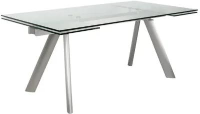 Delano 102" Rectangle Extension Table Top and Frame in Clear Glass and Brushed Stainless Steel