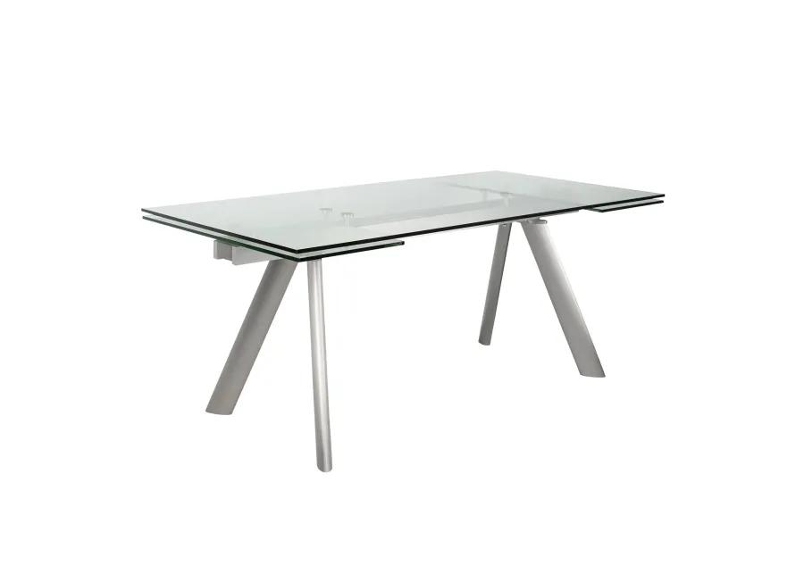 Delano 102" Rectangle Extension Table Top and Frame in Clear Glass and Brushed Stainless Steel