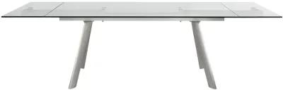 Delano 102" Rectangle Extension Table Top and Frame in Clear Glass and Brushed Stainless Steel