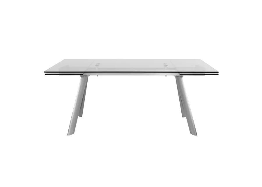 Delano 102" Rectangle Extension Table Top and Frame in Clear Glass and Brushed Stainless Steel